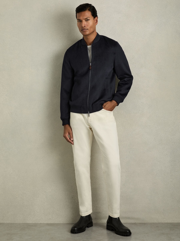 Marineblau - Reiss Harlan Bomberjacke aus gebürsteter Wollmischung - Bild 1 von 6 Marineblau - Reiss Harlan Bomberjacke aus gebürsteter Wollmischung - Bild 1 von 6
