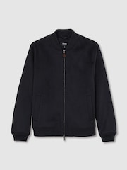 Reiss Navy Harlan Brushed Wool-Blend Bomber Jacket - Image 2 of 6