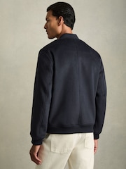 Reiss Navy Harlan Brushed Wool-Blend Bomber Jacket - Image 4 of 6