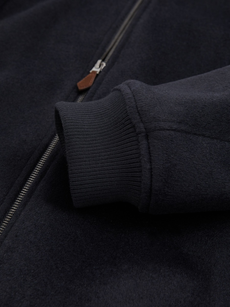 Reiss Navy Harlan Brushed Wool-Blend Bomber Jacket - Image 6 of 6