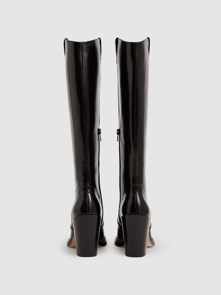 Paige Leather Knee-High Block-Heel Boots - Image 3 of 4