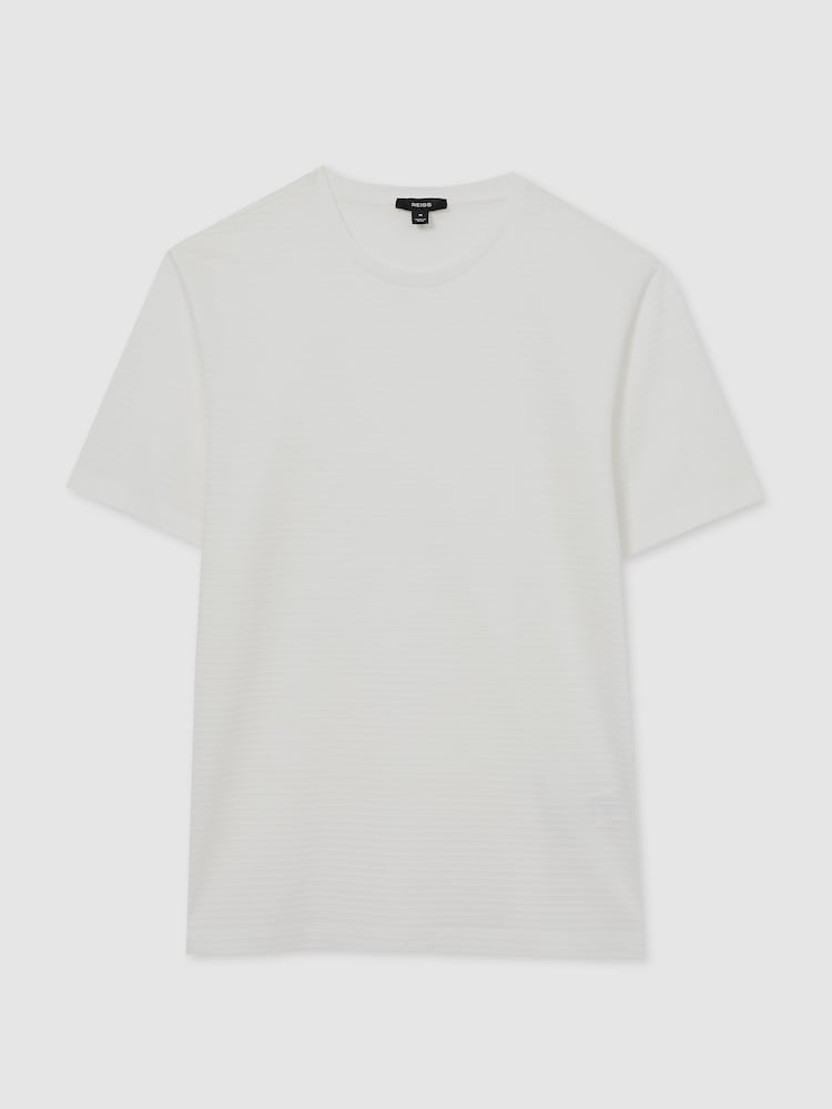 Reiss White Leo Mercerised-Cotton Ribbed T-Shirt - Image 2 of 6