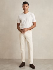 Reiss White Leo Mercerised-Cotton Ribbed T-Shirt - Image 3 of 6