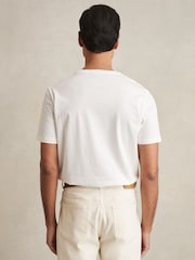 Reiss White Leo Mercerised-Cotton Ribbed T-Shirt - Image 5 of 6