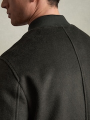 Reiss Dark Green Harlan Brushed Wool-Blend Bomber Jacket - Image 6 of 7
