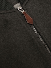 Reiss Dark Green Harlan Brushed Wool-Blend Bomber Jacket - Image 7 of 7