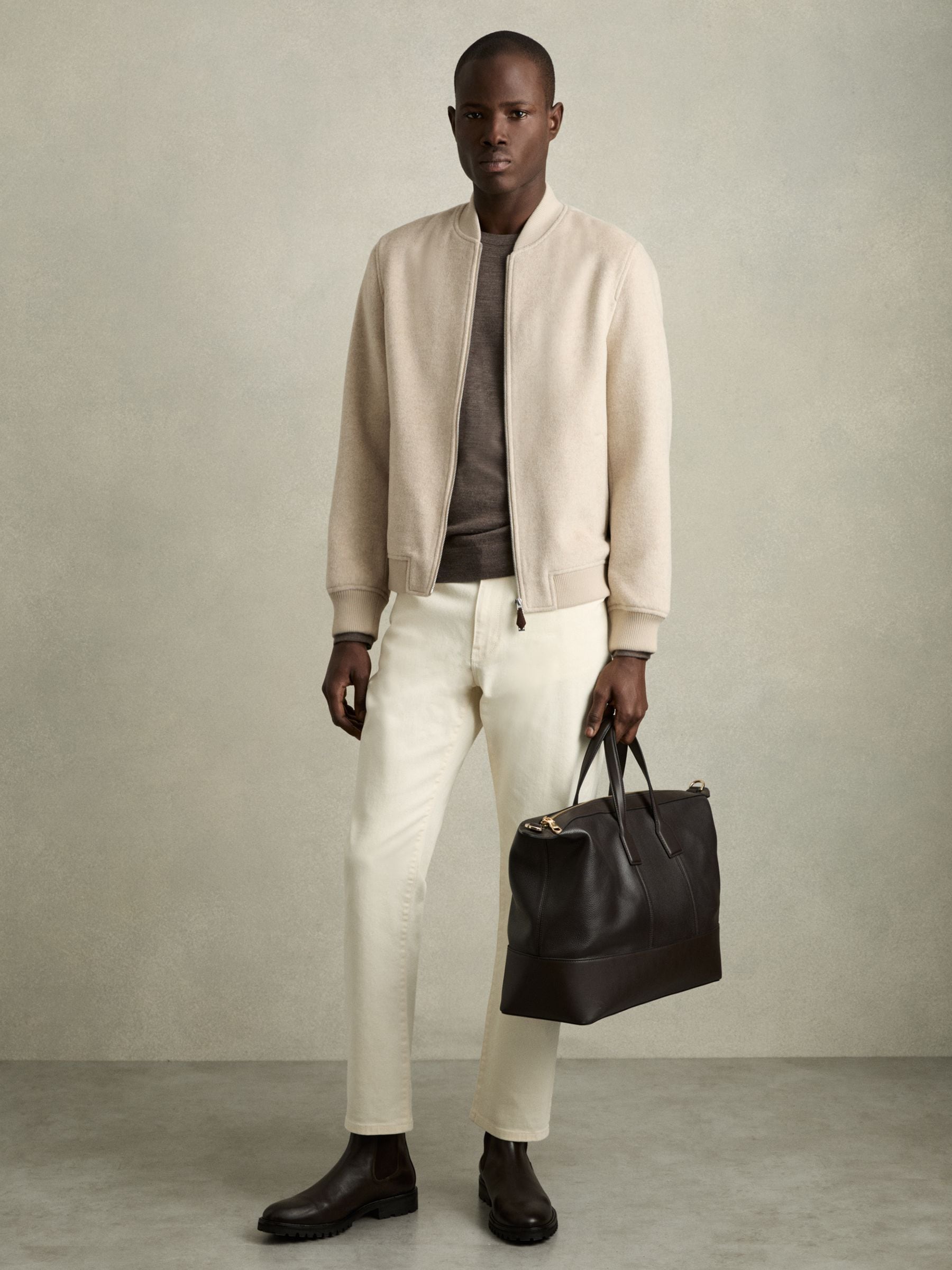 Buy Reiss Stone Harlan Brushed Wool-Blend Bomber Jacket from Next USA