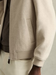 Reiss Stone Harlan Brushed Wool-Blend Bomber Jacket - Image 4 of 7