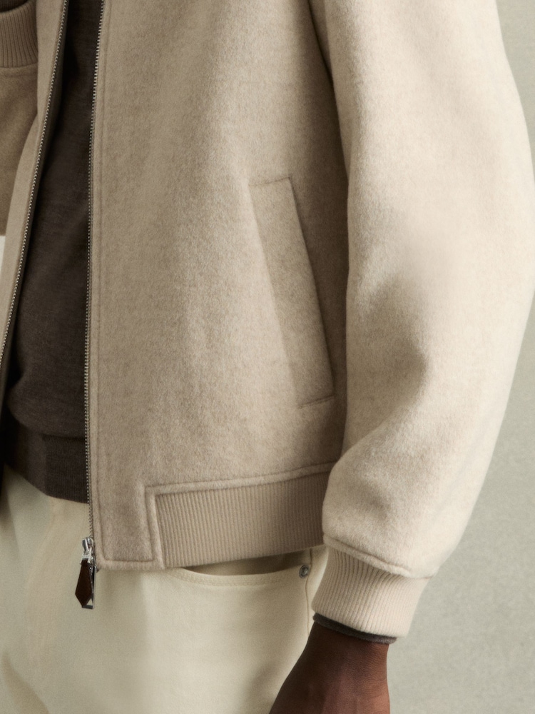 Reiss Stone Harlan Brushed Wool-Blend Bomber Jacket - Image 4 of 7