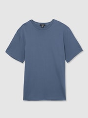 Reiss Airforce Blue Leo Mercerised-Cotton Ribbed T-Shirt - Image 2 of 6