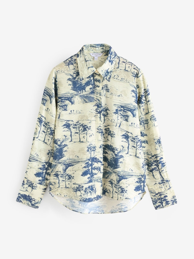 Blue Scenic Print Long Sleeve Button Down Shirt - Image 1 of 3