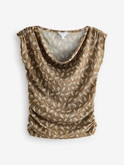 Ochre Yellow All Over Print Cowl Neck T-Shirt - Image 1 of 1
