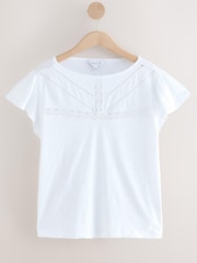 White Lace Trim Womens T-Shirt - Image 1 of 1