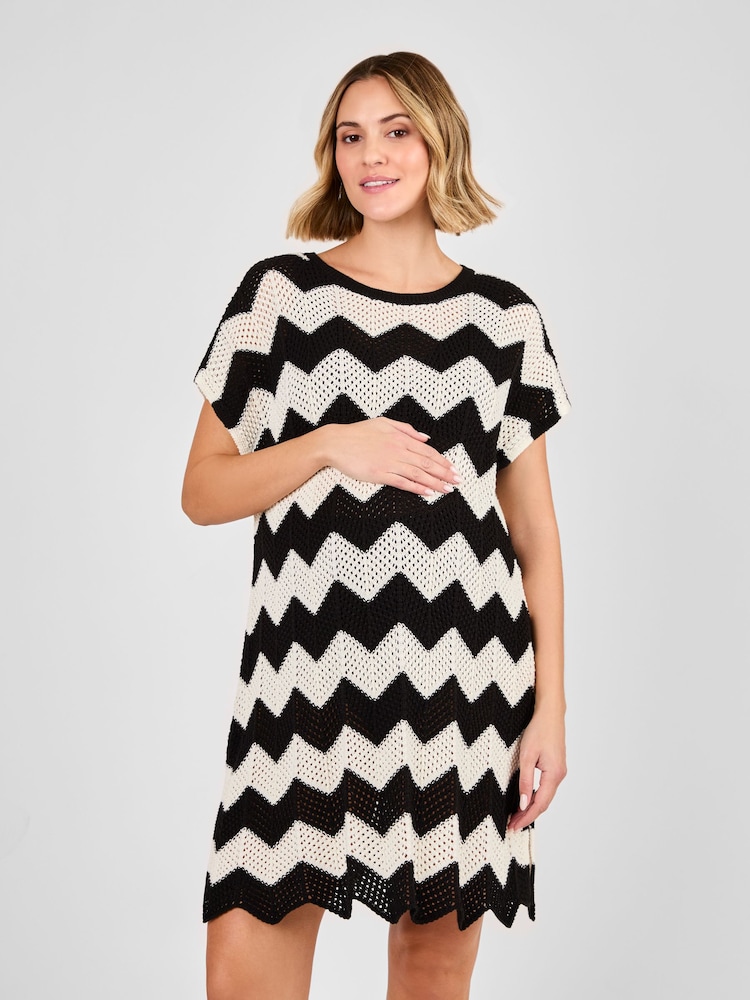JoJo Maman Bébé Cream Maternity Knitted Beach Cover-Up Dress - Image 1 of 4