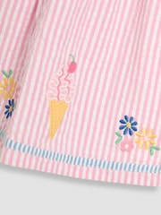 JoJo Maman Bébé Pink Ice Cream Applique Seersucker Sailor Baby Dress - Image 3 of 3