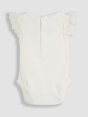 JoJo Maman Bébé Cream Broderie Frill Shoulder Body - Image 2 of 3