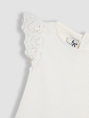 JoJo Maman Bébé Cream Broderie Frill Shoulder Body - Image 3 of 3