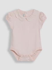 JoJo Maman Bébé Pink Broderie Collar Body - Image 1 of 3
