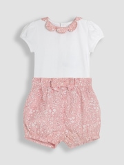 JoJo Maman Bébé Pink Floral 2-Piece Collar Body & Bloomers Set - Image 1 of 7