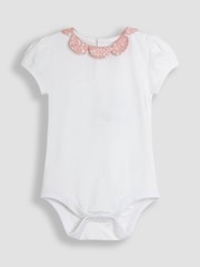 JoJo Maman Bébé Pink Floral 2-Piece Collar Body & Bloomers Set - Image 2 of 7
