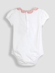 JoJo Maman Bébé Pink Floral 2-Piece Collar Body & Bloomers Set - Image 4 of 7