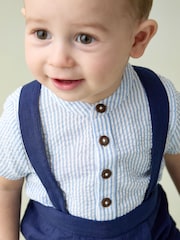 JoJo Maman Bébé Blue 2-Piece Baby Grandad Shirt & Shorts Set - Image 3 of 6