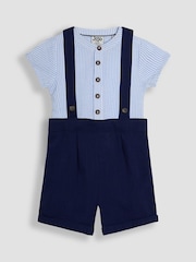 JoJo Maman Bébé Blue 2-Piece Baby Grandad Shirt & Shorts Set - Image 4 of 6