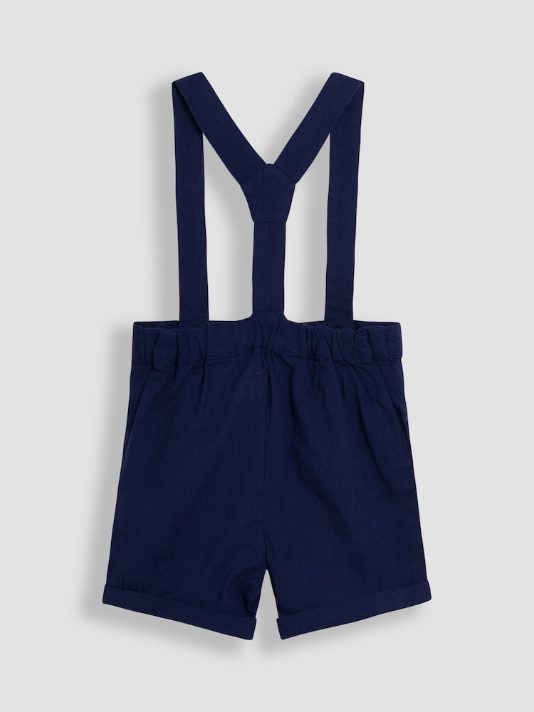 JoJo Maman Bébé Blue 2-Piece Baby Grandad Shirt & Shorts Set - Image 6 of 6