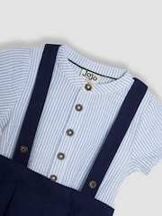 JoJo Maman Bébé Blue 2-Piece Baby Grandad Shirt & Shorts Set - Image 9 of 9