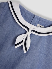 JoJo Maman Bébé Navy 100% Cotton Sailor Collar Body & Shorts Set 2 Piece - Image 10 of 10