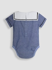 JoJo Maman Bébé Navy 100% Cotton Sailor Collar Body & Shorts Set 2 Piece - Image 7 of 10