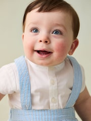 JoJo Maman Bébé Blue 2-Piece Grandad Shirt & Shorts Set with Bow Tie - Image 3 of 9