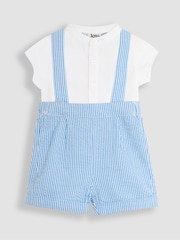 JoJo Maman Bébé Blue 2-Piece Grandad Shirt & Shorts Set with Bow Tie - Image 4 of 9