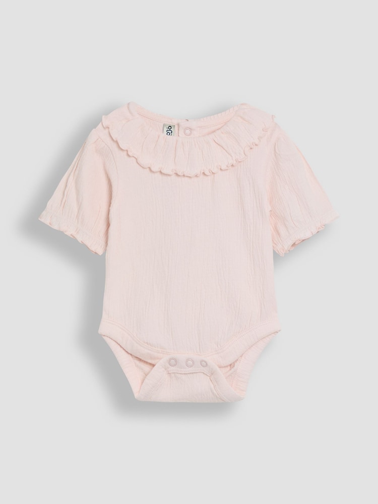 JoJo Maman Bébé Pink Floral Frill Collar Bodies 2 Pack - Image 2 of 5