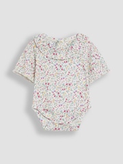 JoJo Maman Bébé Pink Floral Frill Collar Bodies 2 Pack - Image 4 of 5