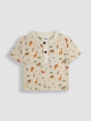 JoJo Maman Bébé Ecru Safari Friends 2-Piece Cheesecloth T-Shirt & Shorts Set - Image 2 of 6