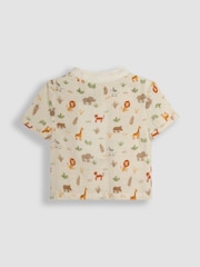 JoJo Maman Bébé Ecru Safari Friends 2-Piece Cheesecloth T-Shirt & Shorts Set - Image 3 of 6