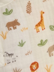 JoJo Maman Bébé Ecru Safari Friends 2-Piece Cheesecloth T-Shirt & Shorts Set - Image 6 of 6