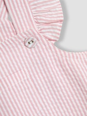 JoJo Maman Bébé Pink 2-Piece Seersucker Stripe Dungarees & T-Shirt Set - Image 7 of 7