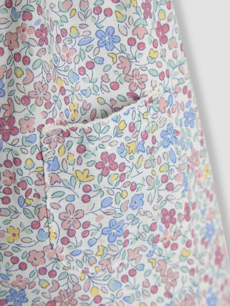 JoJo Maman Bébé Pink Cherry Ditsy Floral Print Pretty Ruffle Shoulder Sunsuit - Image 3 of 3 JoJo Maman Bébé Pink Cherry Ditsy Floral Print Pretty Ruffle Shoulder Sunsuit - Image 3 of 3