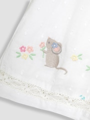 JoJo Maman Bébé White Mouse Appliqué Ruffle 100% Cotton Blouse - Image 2 of 3