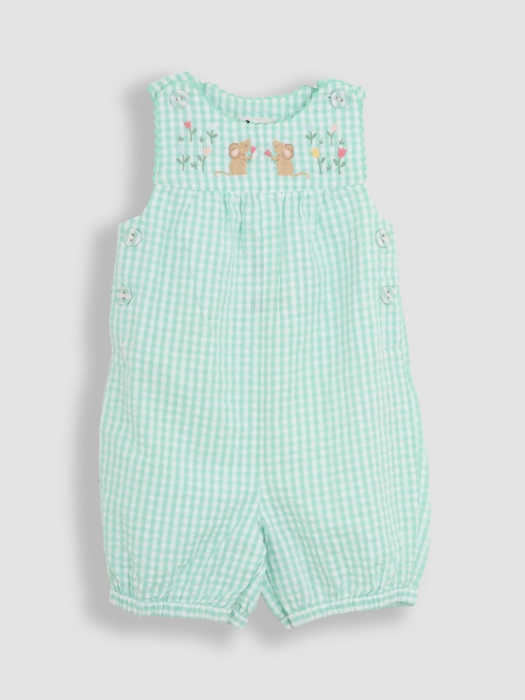 JoJo Maman Bébé Green Mouse Appliqué Dungarees - Image 1 of 3