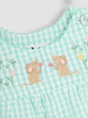JoJo Maman Bébé Green Mouse Appliqué Dungarees - Image 3 of 3