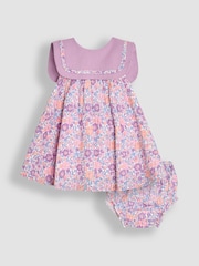 JoJo Maman Bébé Lilac Purple Jungle Floral Sailor Front Baby Dress - Image 1 of 5