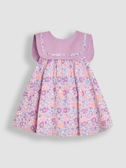 JoJo Maman Bébé Lilac Purple Jungle Floral Sailor Front Baby Dress - Image 2 of 5