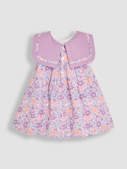 JoJo Maman Bébé Lilac Purple Jungle Floral Sailor Front Baby Dress - Image 3 of 5