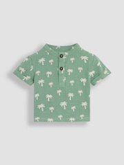 JoJo Maman Bébé Khaki Palm Tree 2-Piece Cheesecloth T-Shirt & Shorts Set - Image 2 of 6