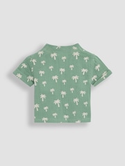 JoJo Maman Bébé Khaki Palm Tree 2-Piece Cheesecloth T-Shirt & Shorts Set - Image 3 of 6