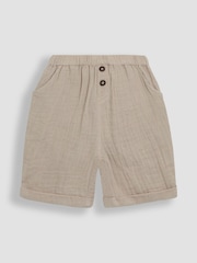 JoJo Maman Bébé Khaki Palm Tree 2-Piece Cheesecloth T-Shirt & Shorts Set - Image 4 of 6