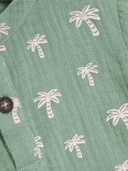 JoJo Maman Bébé Khaki Palm Tree 2-Piece Cheesecloth T-Shirt & Shorts Set - Image 6 of 6